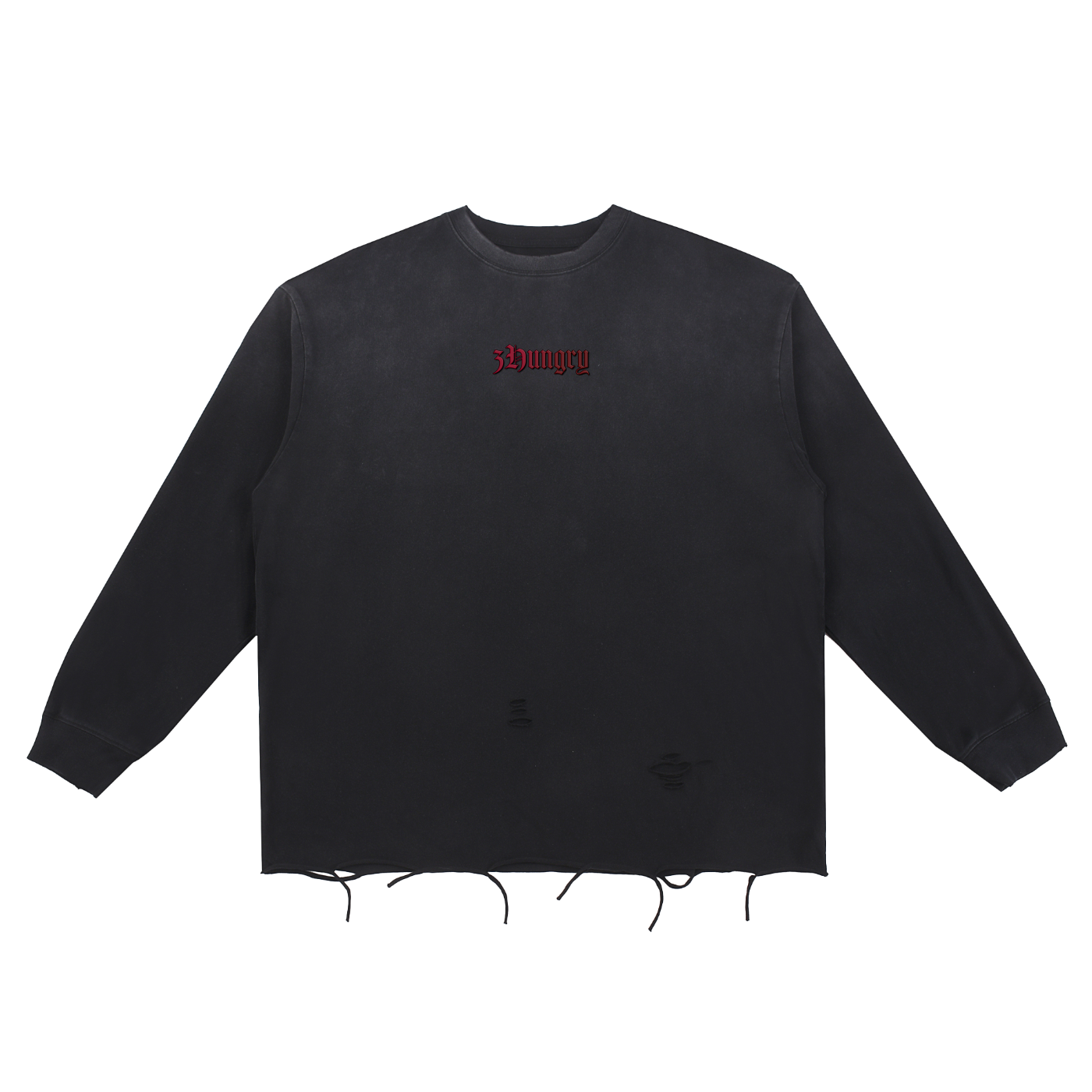 Snow Wash Raw Edge Cotton T-Shirt